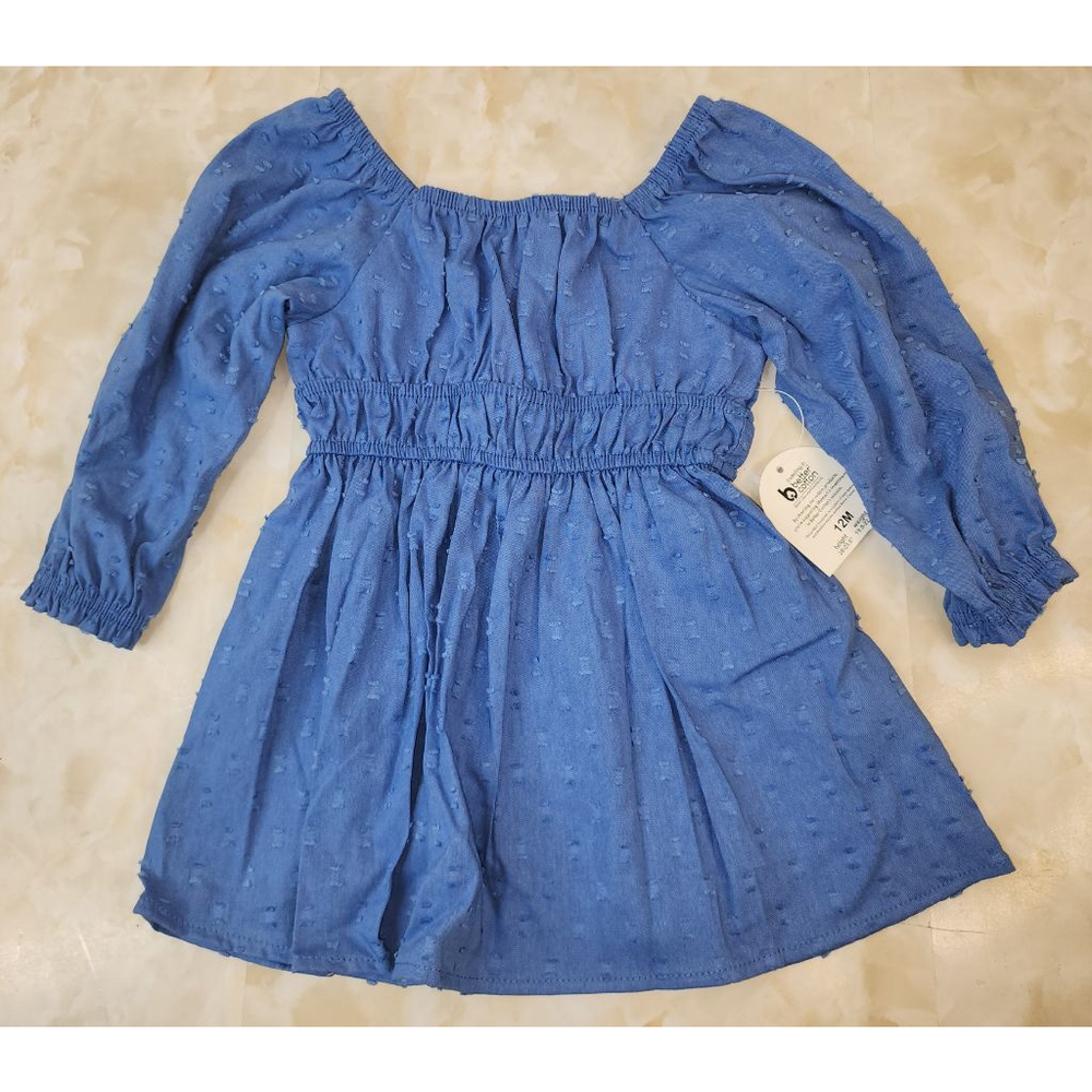 Baby Girl Blue Textured Casual Dress 12 Months